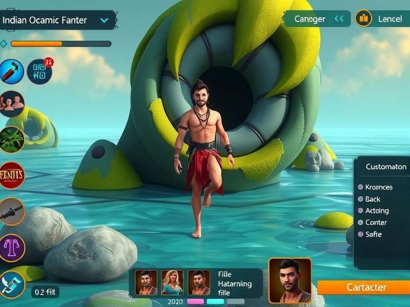 Indian Oceanic Fantasy gameplay screenshot showing character and environment